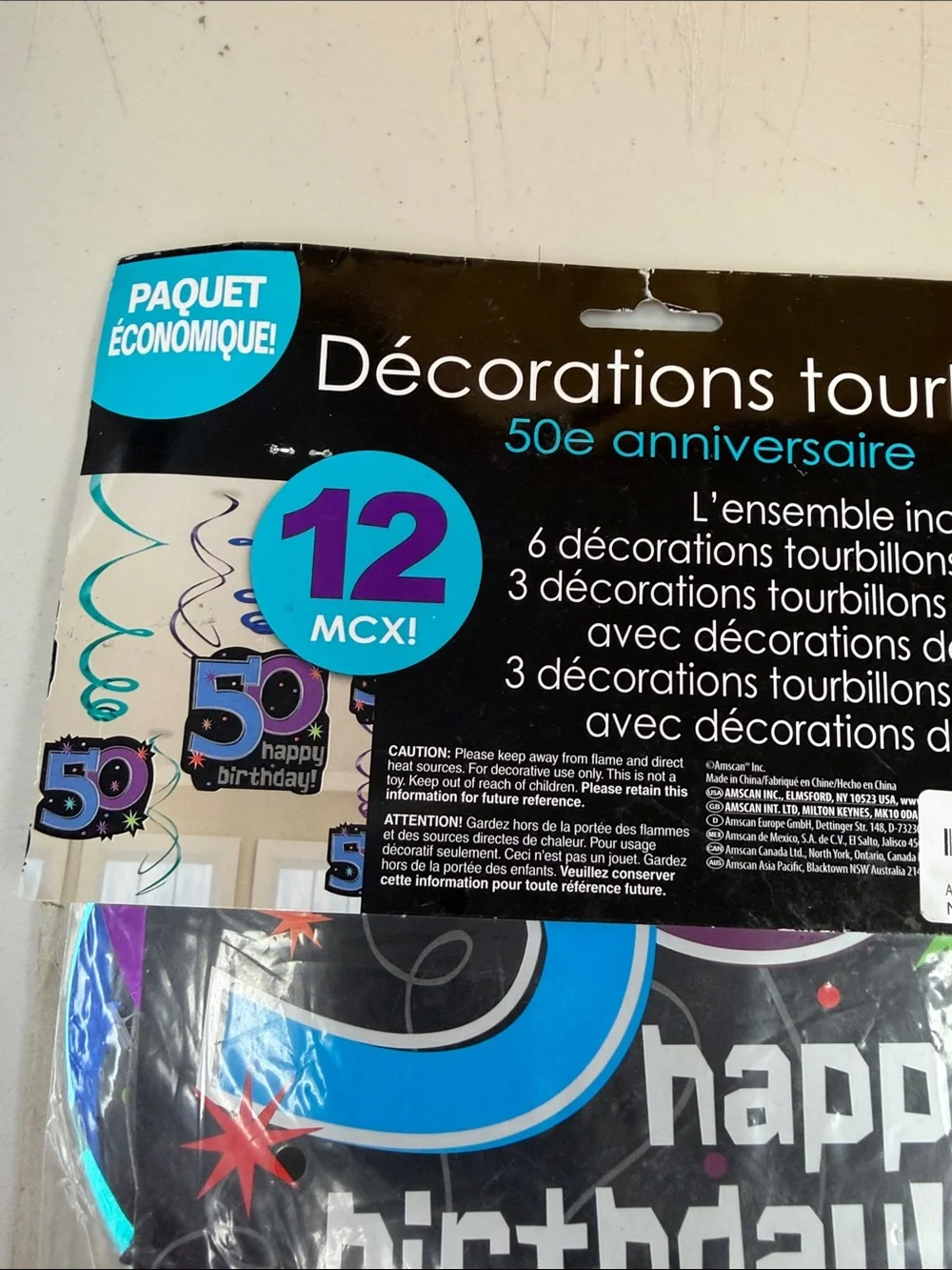 Amscan 50th Birthday Swirl Decorations - Purple & Teal value pack 6 pieces new